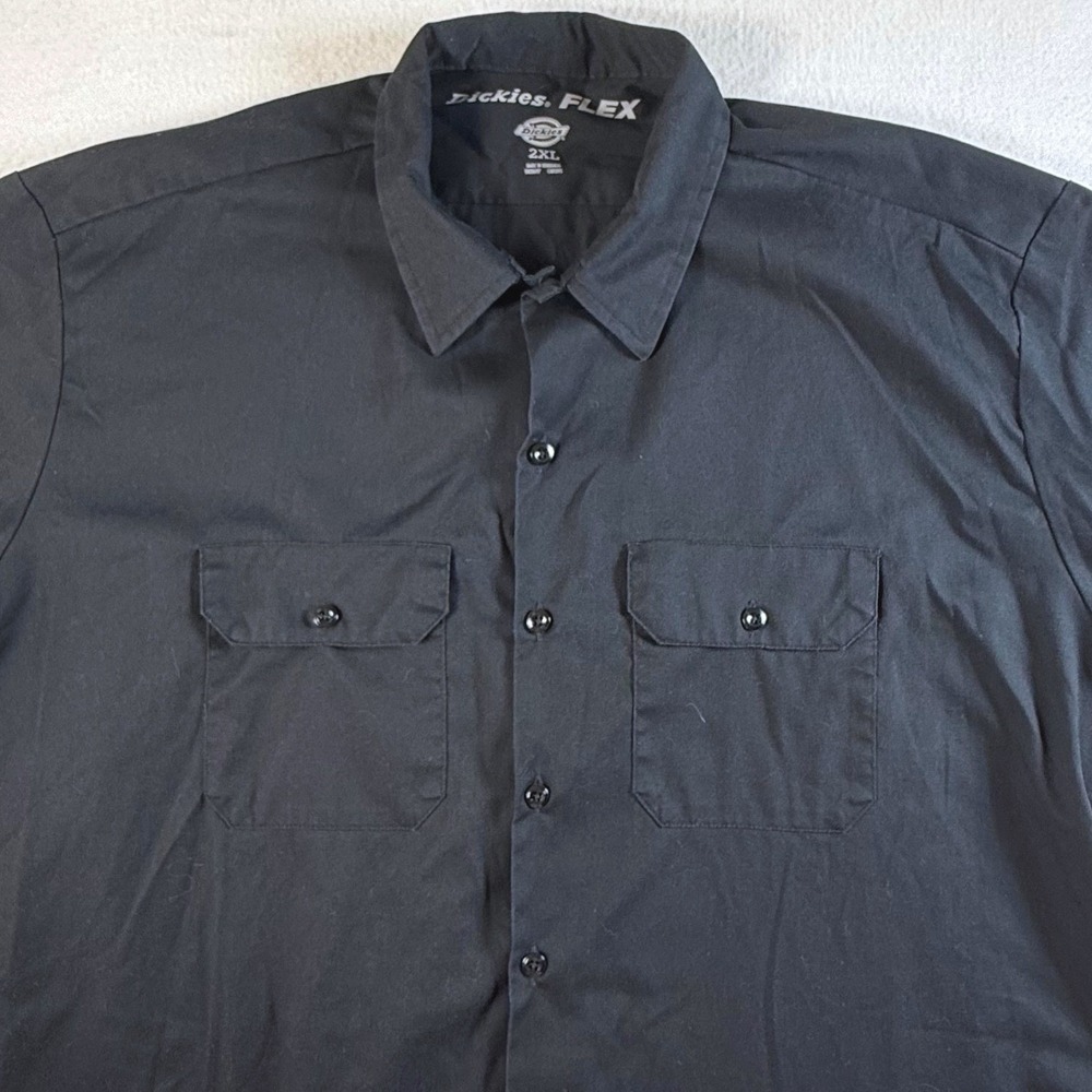 Dickies Work Shirt Mens‎ 2XL Flex Short Sleeve Button Down Black